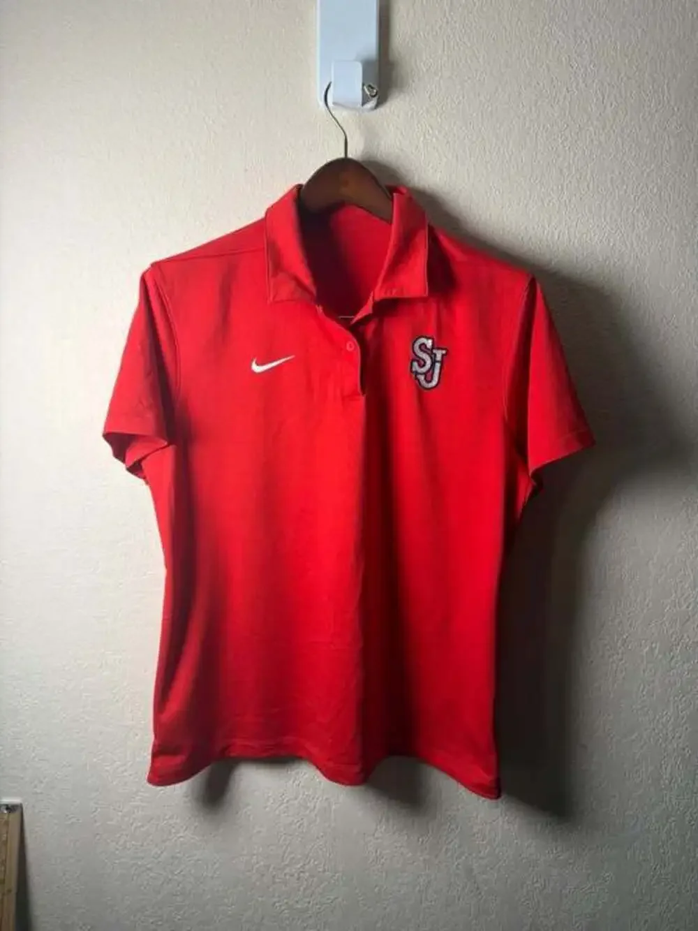 Nike Dri-FIT Womens Red St.‎ John's University SJ Athletics Polo Shirt Large